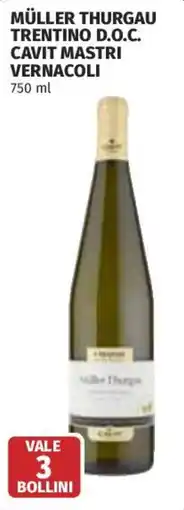 Coop Superstore Müller thurgau trentino d.o.c. cavit MASTRI VERNACOLI offerta