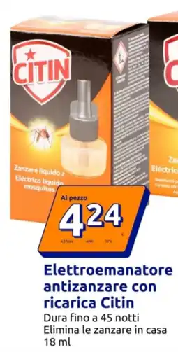 Action Elettroemanatore antizanzare con ricarica Citin offerta
