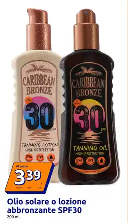 Action Olio solare o lozione abbronzante SPF30 offerta