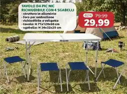 Happy Casa Tavolo da pic nic richiudibile con 4 sgabelli offerta