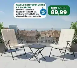 Happy Casa Tavolo con top in vetro e 2 poltrone offerta