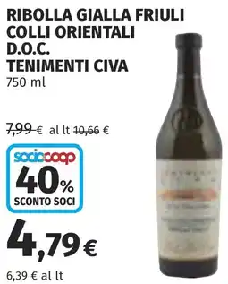 Coop Ribolla gialla friuli colli orientali d.o.c. tenimenti civa offerta