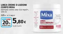 Coop Linea creme o lozioni corpo MIXA offerta