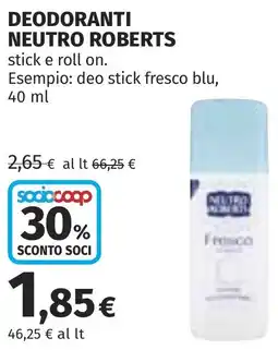 Coop Deodoranti NEUTRO ROBERTS offerta