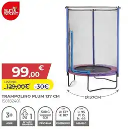 Toys Center Sun & sport trampolino plum 137 cm offerta
