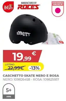Toys Center Sun & sport caschetto skate nero e rosa offerta