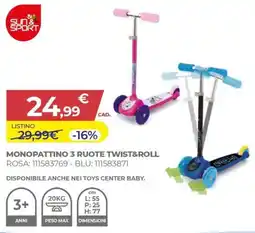 Toys Center Sun & sport monopattino 3 ruote twist&roll offerta