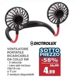 Happy Casa Dictrolux ventilatore portatile ricaricabile da collo 5W offerta