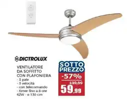 Happy Casa Dictrolux ventilatore da soffitto con plafoniera offerta