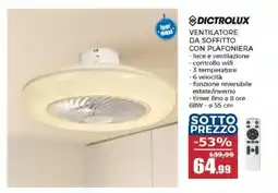Happy Casa Dictrolux ventilatore da soffitto con plafoniera offerta