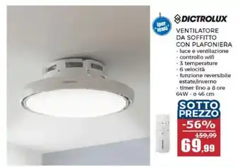 Dictrolux ventilatore da soffitto con plafoniera