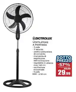 Happy Casa Dictrolux ventilatore a piantana offerta