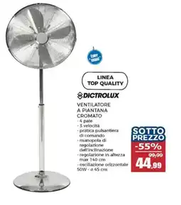 Happy Casa Dictrolux ventilatore a piantana cromato offerta