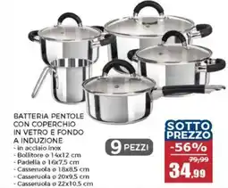 Happy Casa Batteria pentole con coperchio in vetro e fondo a induzione offerta