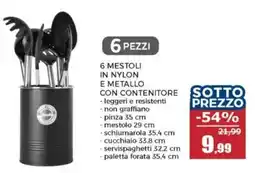 Happy Casa 6 mestoli in nylon e metallo con contenitore offerta