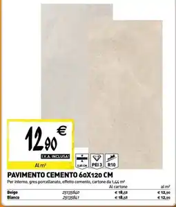 Tecnomat Pavimento cemento 60x120 cm offerta
