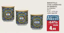 Happy Casa Barattolo con coperchio in bamboo in ceramica offerta