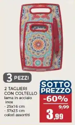 Happy Casa 2 taglieri con coltello lama in acciaio inox offerta