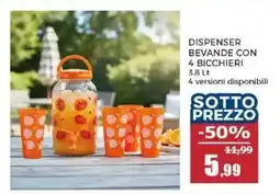 Happy Casa Dispenser bevande con 4 bicchieri offerta