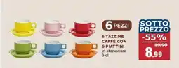 Happy Casa 6 tazzine caffè con 6 piattini offerta