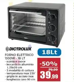 Happy Casa Dictrolux forno elettrico 1300W offerta