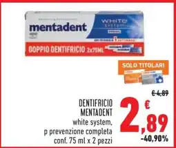 Conad DENTIFRICIO MENTADENT offerta
