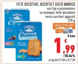 Conad FETTE BISCOTTATE, BISCOTTO È GUSTO MONVISO offerta