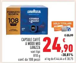 Conad CAPSULE CAFFÈ A MODO MIO LAVAZZA offerta