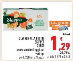 Conad Bevanda alla frutta Skipper Zuegg offerta