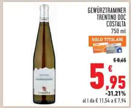 Conad GEWÜRZTRAMINER TRENTINO DOC COSTALTA 750 ml offerta