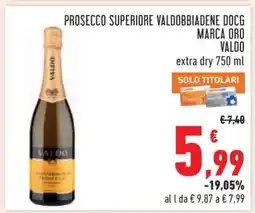 Conad PROSECCO SUPERIORE VALDOBBIADENE DOCG MARCA ORO VALDO offerta
