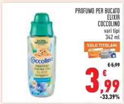 Conad Profumo per Bucato Elixir Coccolino offerta