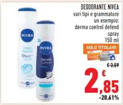 Conad DEODORANTE NIVEA offerta