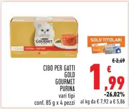 Conad Cibo per gatti Gold Gourmet Purina offerta