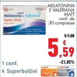 Conad MELATONINA E VALERIANA MATT offerta