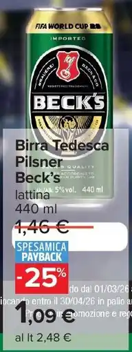 Carrefour Birra Tedesca Pilsner Beck's offerta