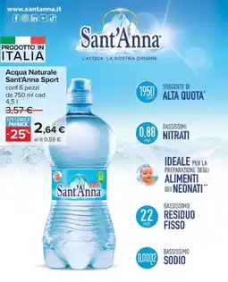 Carrefour Acqua Naturale Sant'Anna Sport offerta