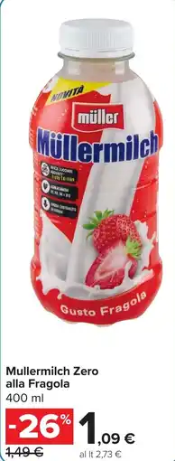 Carrefour Mullermilch Zero alla Fragola offerta