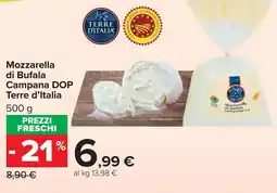 Carrefour Market Mozzarella di Bufala Campana DOP Terre d'Italia offerta