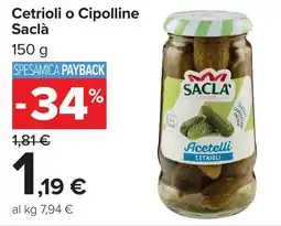 Carrefour Market Cetrioli o Cipolline Saclà offerta