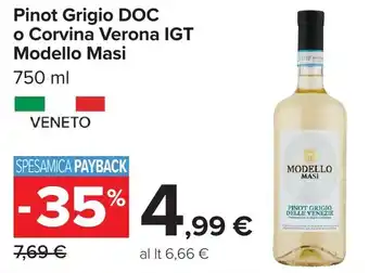 Carrefour Market Pinot Grigio DOC o Corvina Verona IGT Modello Masi offerta