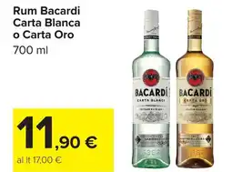 Carrefour Market Rum Bacardi Carta Blanca o Carta Oro offerta
