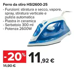 Carrefour Market Ferro da stiro HSI2600-25 offerta