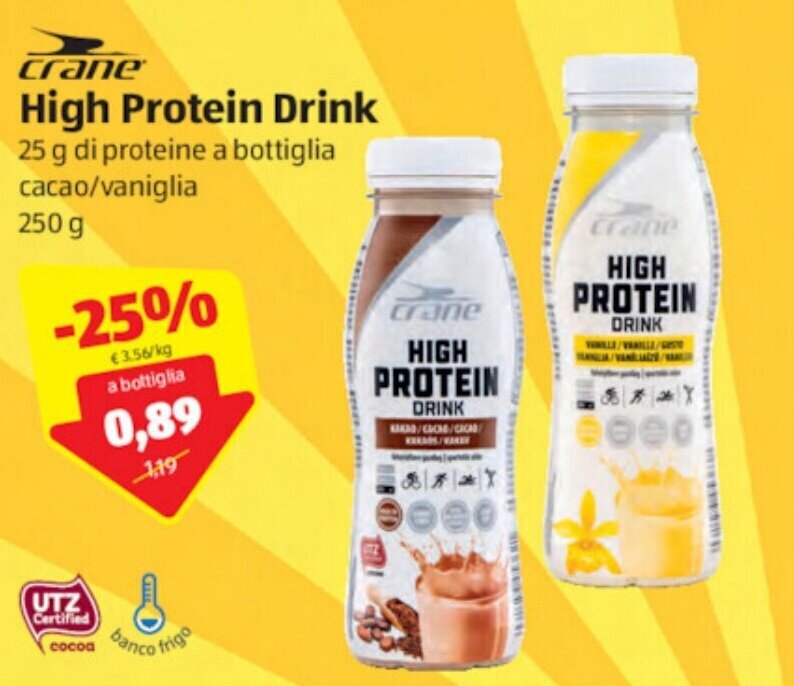 Crane High Protein Drink 250 g offerta di ALDI