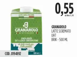 Carico Cash & Carry Granarolo latte scremato uht brik offerta