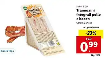 Lidl Select & go tramezzini integrali pollo e bacon 140 g offerta