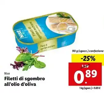 Lidl Filetti di sgombro all'olio di oliva 90 g(ml) offerta