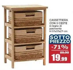 Happy Casa Cassettiera con 3 ceste in legno di paulownia offerta