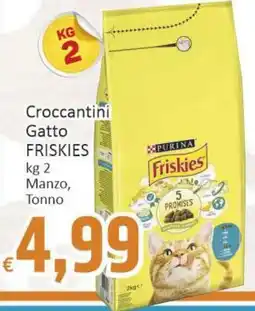 Paghi Poco Croccantini gatto friskies manzo. tonno offerta
