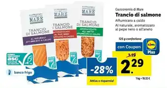 Lidl Trancio di salmone aromatizzato all'aneto affumicato a caldo 125 g(ml) offerta